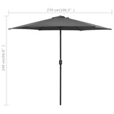 Garden Parasol with Aluminium Pole 270x246 cm Anthracite - Close-Up Angle