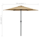 Garden Parasol with Aluminium Pole 270x246 cm Taupe - Close-Up Angle