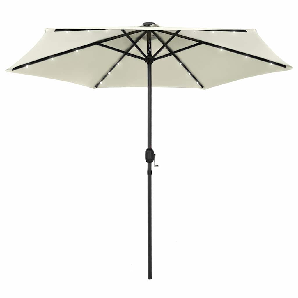Garden Parasol with LED Lights&Aluminium Pole 270 cm Sand White