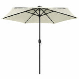 Garden Parasol with LED Lights&Aluminium Pole 270 cm Sand White