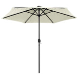 Garden Parasol with LED Lights&Aluminium Pole 270 cm Sand White