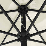 Garden Parasol with LED Lights&Aluminium Pole 270 cm Sand White - 45-Degree Angle