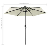 Garden Parasol with LED Lights&Aluminium Pole 270 cm Sand White