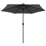 Garden Parasol with LED Lights&Aluminium Pole 270 cm Anthracite - Front View