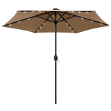 Garden Parasol with LED Lights&Aluminium Pole 270 cm Taupe