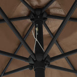 Garden Parasol with LED Lights&Aluminium Pole 270 cm Taupe