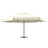 Garden Parasol with Aluminium Pole 600 cm Sand White - Front View