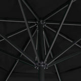 Garden Parasol with Aluminium Pole 600 cm Black - 45-Degree Angle