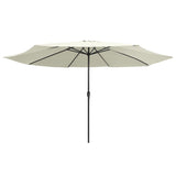 Garden Parasol with Metal Pole 390 cm Sand White - Front View