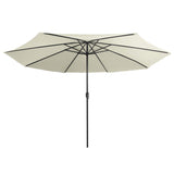 Garden Parasol with Metal Pole 390 cm Sand White - Side View