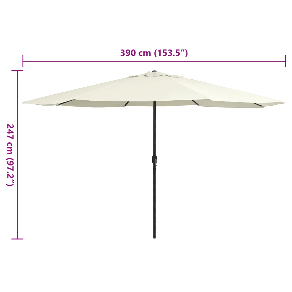 Garden Parasol with Metal Pole 390 cm Sand White