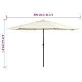 Garden Parasol with Metal Pole 390 cm Sand White - Rear View