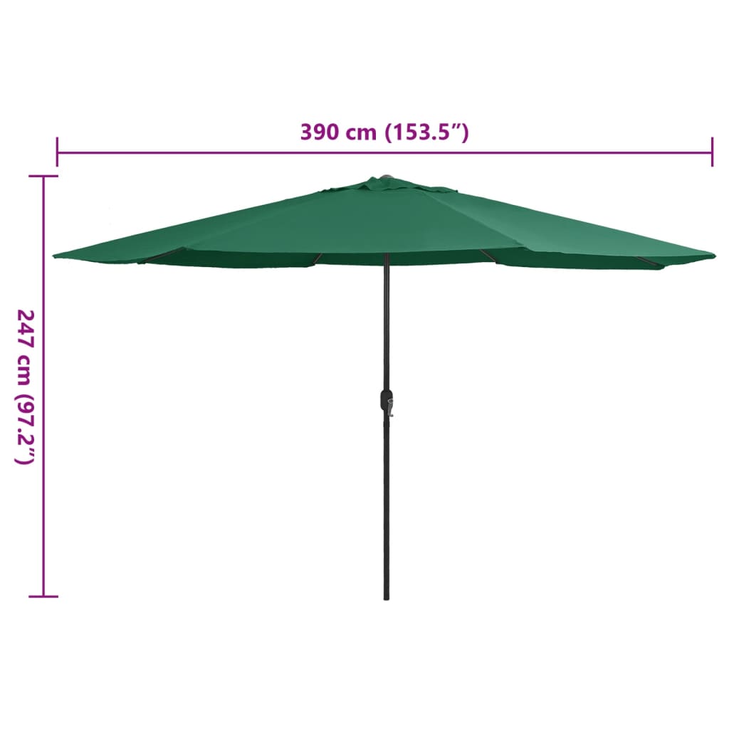 Garden Parasol with Metal Pole 390 cm Green
