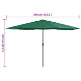 Garden Parasol with Metal Pole 390 cm Green - Close-Up Angle