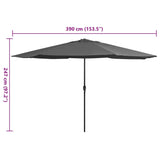 Garden Parasol with Metal Pole 390 cm Anthracite - Close-Up Angle