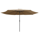 Garden Parasol with Metal Pole 390 cm Taupe - Front View