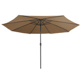Garden Parasol with Metal Pole 390 cm Taupe - Side View