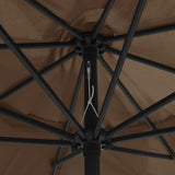 Garden Parasol with Metal Pole 390 cm Taupe - 45-Degree Angle