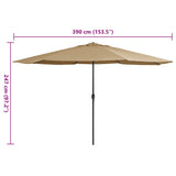 Garden Parasol with Metal Pole 390 cm Taupe - Close-Up Angle
