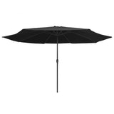 Garden Parasol with Metal Pole 390 cm Black - Front View