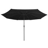 Garden Parasol with Metal Pole 390 cm Black - Side View
