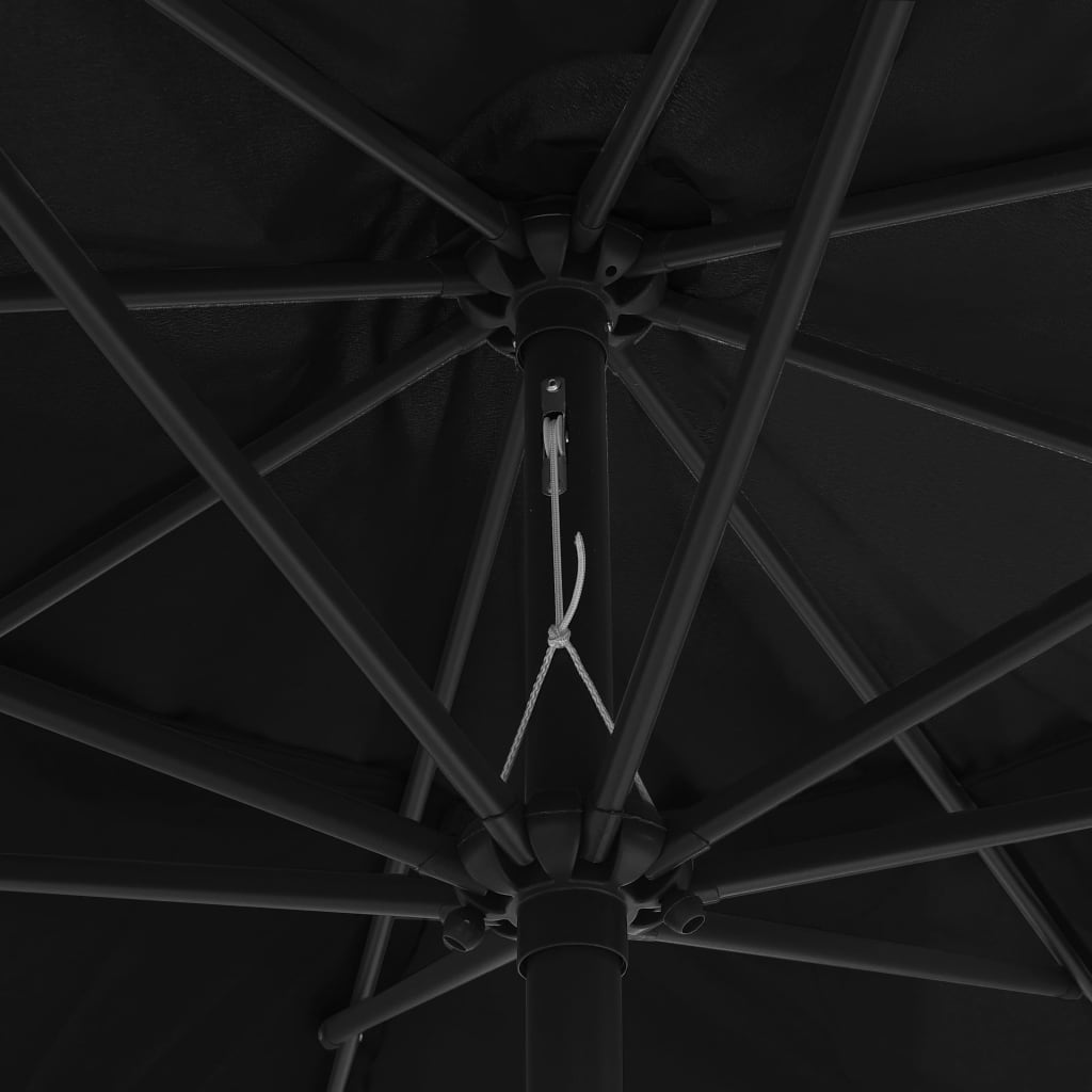 Garden Parasol with Metal Pole 390 cm Black