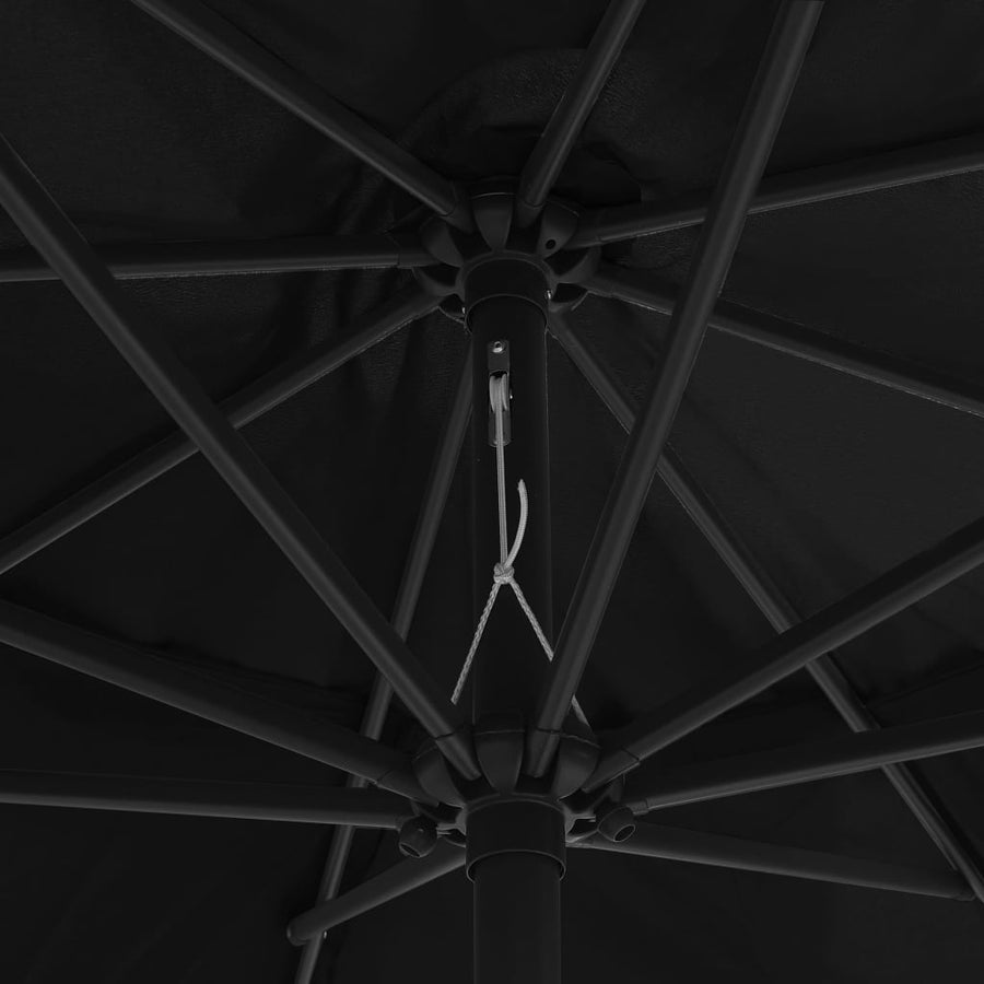 Garden Parasol with Metal Pole 390 cm Black