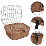 Bike Front Basket with Cover 50x45x35 cm Natural Willow - Front View