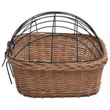Bike Front Basket with Cover 50x45x35 cm Natural Willow - Rear View