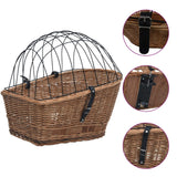Bike Rear Basket with Cover 55x31x36 cm Natural Willow - Front View