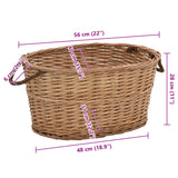Firewood Basket with Carrying Handles 56x40x28 cm Natural Willow - Low Angle