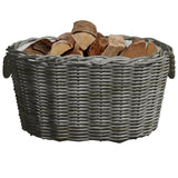 Firewood Basket with Carrying Handles 59x42x28 cm Grey Willow