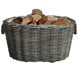 Firewood Basket with Carrying Handles 59x42x28 cm Grey Willow - Side View