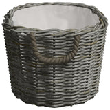 Firewood Basket with Carrying Handles 59x42x28 cm Grey Willow - Top-Down View
