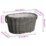 Firewood Basket with Carrying Handles 59x42x28 cm Grey Willow - Rear View