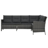 4 Piece Garden Lounge Set with Cushions Poly Rattan Grey - Side View