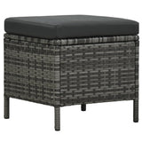 4 Piece Garden Lounge Set with Cushions Poly Rattan Grey - Rear View