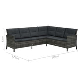 4 Piece Garden Lounge Set with Cushions Poly Rattan Grey - Extra Image