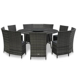 7 Piece Outdoor Dining Set with Cushions Poly Rattan Grey
