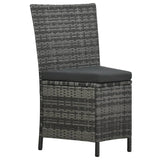 7 Piece Outdoor Dining Set with Cushions Poly Rattan Grey - Low Angle