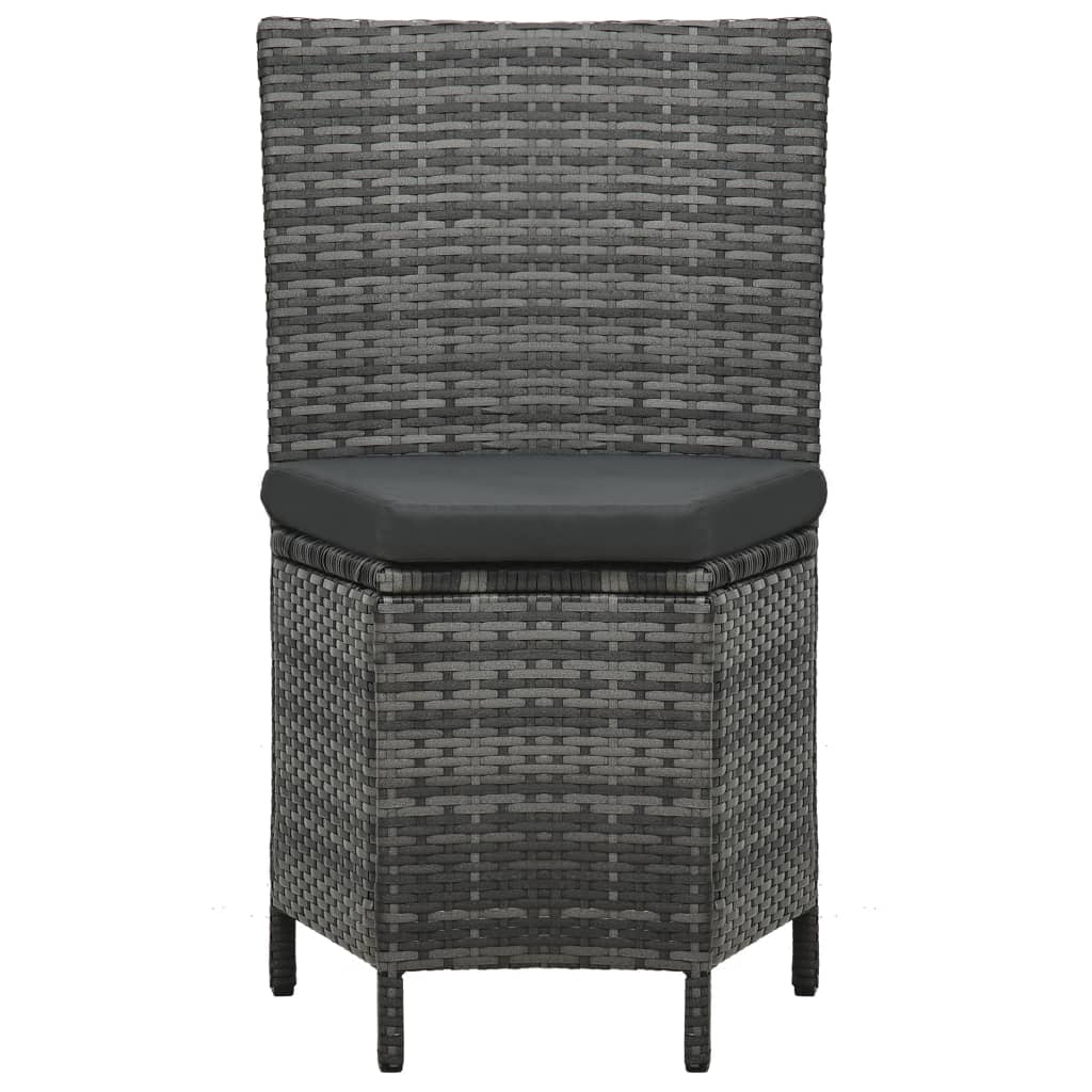 7 Piece Outdoor Dining Set with Cushions Poly Rattan Grey
