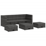 4 Piece Garden Lounge Set with Cushions Poly Rattan Grey - Top-Down View