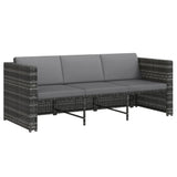 4 Piece Garden Lounge Set with Cushions Poly Rattan Grey - 45-Degree Angle