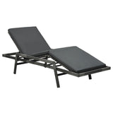 Sun Lounger with Cushion Poly Rattan Grey