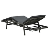 Sun Lounger with Cushion Poly Rattan Grey - 45-Degree Angle