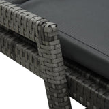 Sun Lounger with Cushion Poly Rattan Grey - Close-Up Angle