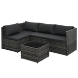 5 Piece Garden Lounge Set with Cushions Poly Rattan Grey - Side View
