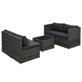 5 Piece Garden Lounge Set with Cushions Poly Rattan Grey - Top-Down View