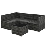 5 Piece Garden Lounge Set with Cushions Poly Rattan Grey - 45-Degree Angle