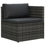 5 Piece Garden Lounge Set with Cushions Poly Rattan Grey - Rear View